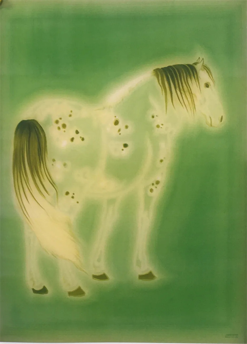 李文峰，《五花马系列之青花》，禅丝画